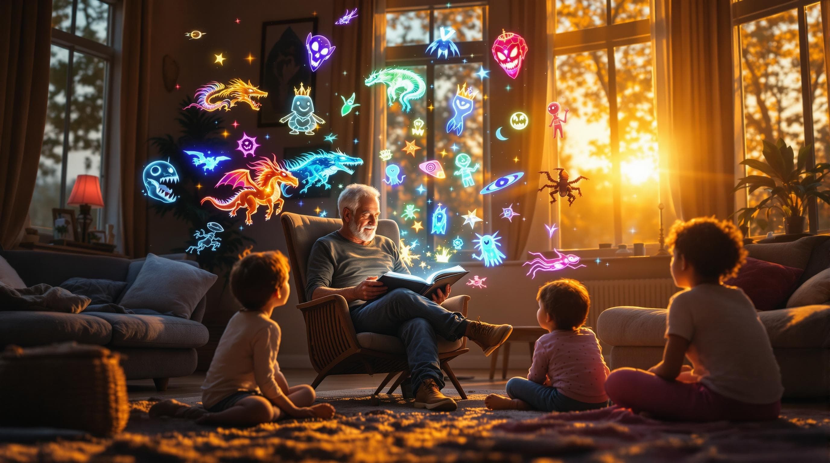 Parent reading to children